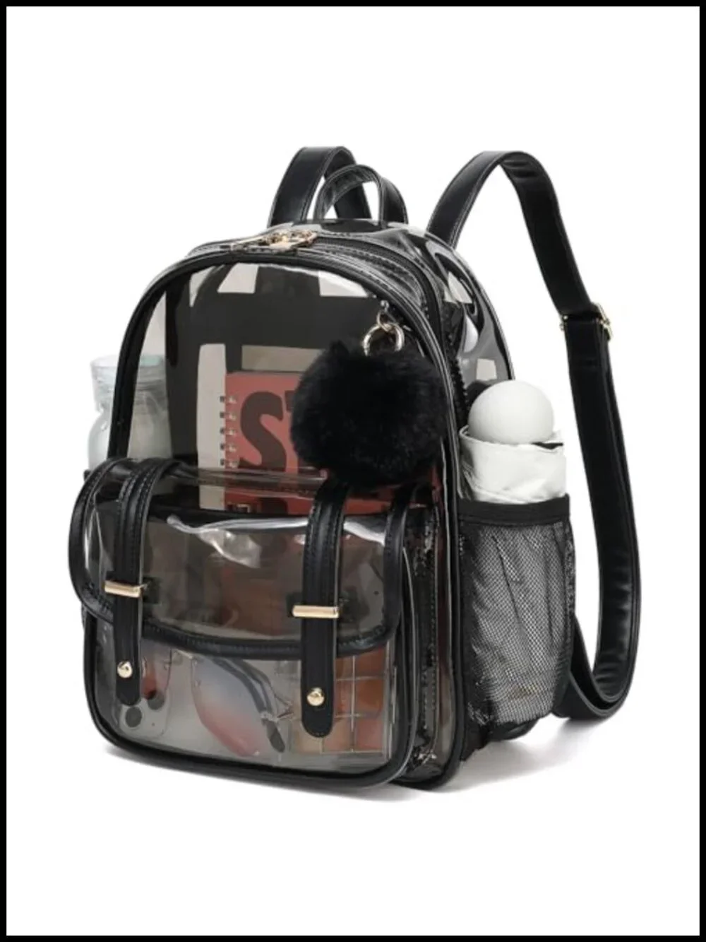 Clear Backpack for Stadium Events, Small Transparent Bookbag for Women Girls